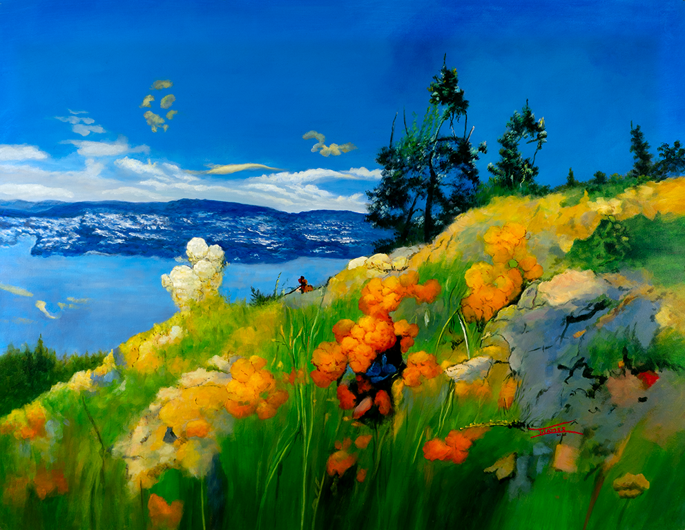 19 Locations - Okanagan Visions (Series) - "Hillside Flowers" - 36" x 48"