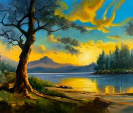 18 Locations - Okanagan Shores (Series) - "Lake Shore 01" - 36" x 48"